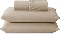 Jogo de Lençol Cama KING Percal 400 fios Com Elástico Padrão Hotel BEGE 3 Peças