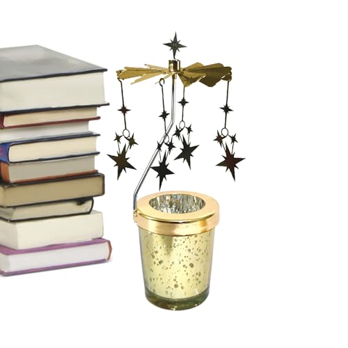 Portavelas Giratorio, carrusel de Velas - Adorno de candelabro Estrella | Girador de Velas de Acero Inoxidable, candelabro Giratorio para luz de té para Centro de Mesa, Día de San Valentín