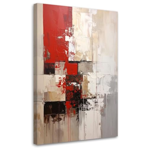 Art Mural Moderne BOSKMS Rouge et Neutre pour Votre Bureau