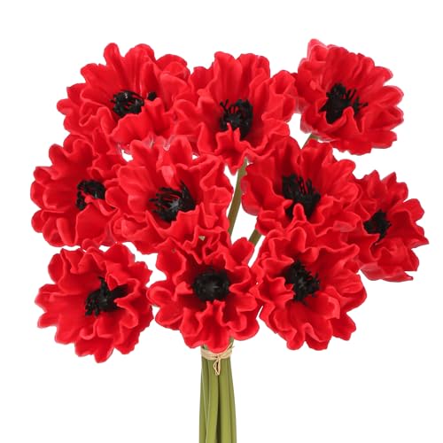 Doment Red Poppies 12.9 Inch Stems
