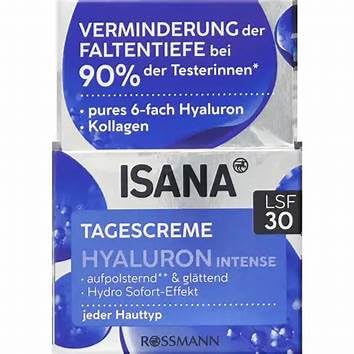 Isana Hyaluron Intense Tagescreme, LSF 30, Aufpolsternd und Glättend