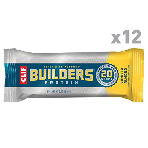 Clif Builders Bar - Protein Bars - Vanilla Almond Flavor - 20G Protein - Gluten Free (2.4 Ounce, 12 Count) #TOP1