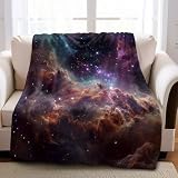 Manta de Franela Cielo Estrellado y nebulosas 100 x 130 cm para Niños, Manta de Felpa Suave 3D, Cobija Acogedora para Sofá y Cama