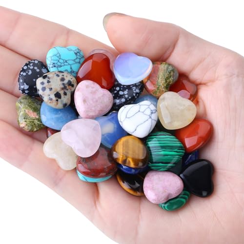 20PCS Heart Crystals and Healing Stones Love Shaped Polished Natural Cute Pocket Thumb Reiki Natural Rose Quartz Pocket Amethyst Hearts Palm Stone Wholesale Set Gifts Balancing Meditation - Image 6