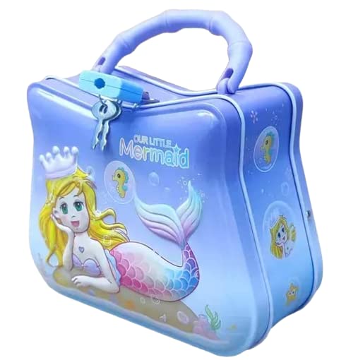SHREE TECHNESH® Cute and Practical 3D Printed Metal Frozen Princess Piggy Bank with Lock and Key Multicolor (Blue Mermaid) (B0C1VQQK4S) Amazon Price History, Amazon Price Tracker
