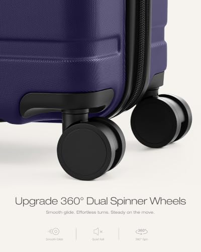 Image of Coolife Luggage Set, Lightweight Durable Hardshell, 3 piece, Deep Purple | Upgraded Polycarbonate Shell Suitcase,360 Spinner Double Wheels,Expandable(20''only),Tsa Lock,Aluminum Handle,Nested Design