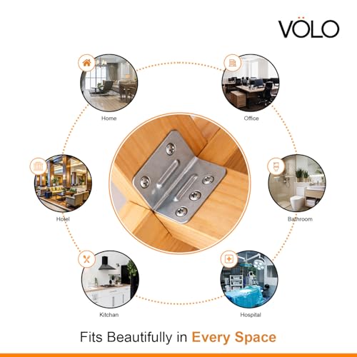 Image of Volo L Angle Bracket for Reinforcing Chairs /Tables - Shelf Bracket 25mmx25mm Zinc Plated, L Shape Bracket for Solid Shelf Support, Joint Right Corner Brace (1 x 1 Inch) (25mm (1 inch), 12)