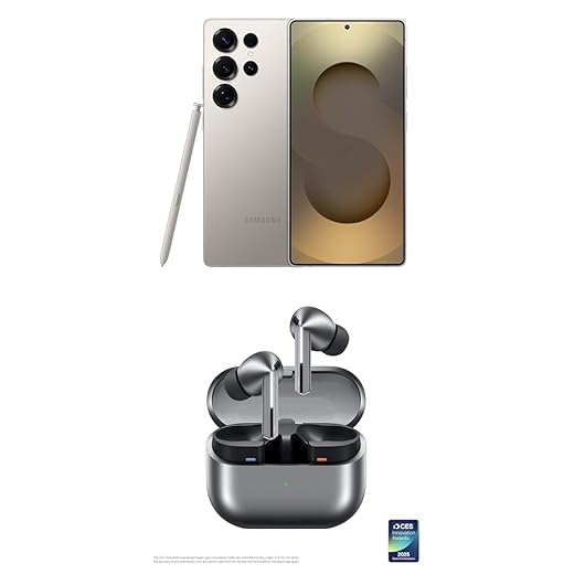 Samsung Galaxy S25 Ultra 512GB Unlocked AI Smartphone, Titanium Gray w/Galaxy Buds 3 Pro AI True Wireless Bluetooth Earbuds, Silver