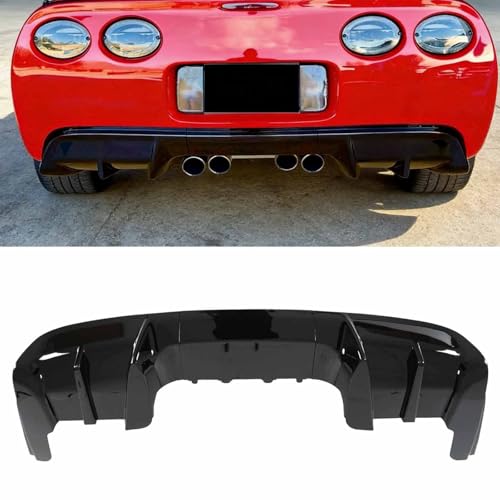 PFRREOR 3PCS Rear Bumper Diffuser for Chevy Corvette C5 1997-2004 Add-On PP Plastic Body Kit (Glossy Black)