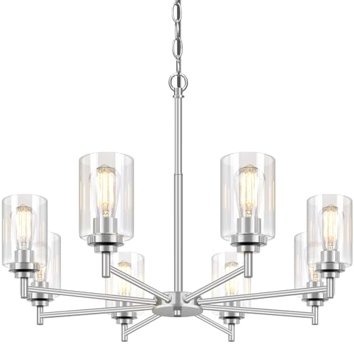 33.5'' 8-Light Chandelier for Dining Room Kitchen Island, Modern Farmhouse
