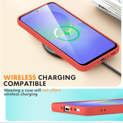 Image of DIZORO Microfiber Candy Cover for Samsung Galaxy F36 5G Full Camera Protection Premium Liquid Silicon Case Flexible Bumper Case for Samsung Galaxy F36 5G Coral