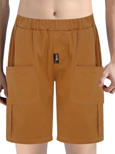 Kids Boys Pull On Hiking Cargo Shorts Elastic Waist Athletic Summer Casual Cotton Shorts with Pockets - Main Image