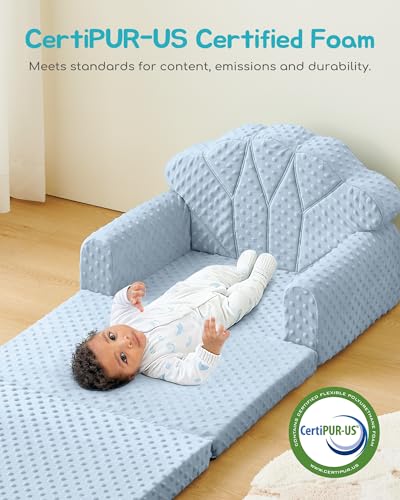 50% Off ATTABABY Kids 2-in-1 Soft Bubble Dot Minky Couch