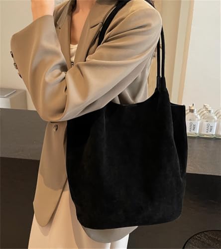 Vintage Faux Suede Shoulder Bag for Women Large Bucket Tote Purse Casual Commuter Handbag 2pcs Satchels 20253