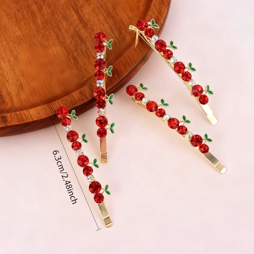 Pinzas de cabello cereza con rhinestones, pack 4 miniatura 2