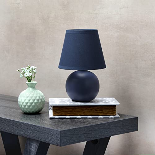 Simple Designs Lt2008-Blu Mini Ceramic Globe Table Lamp With Matching Fabric Shade, Blue #TOP8