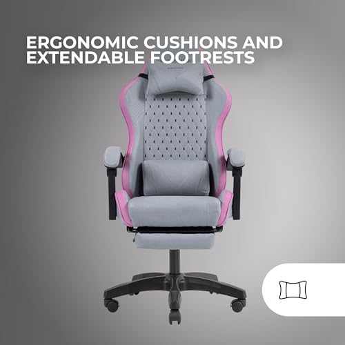 MGC-X, Sedia Gaming Ergonomica, Tessuto Traspirante, Schienale Reclinabile e Altezza Regolabile, Braccioli Dinamici, Cuscino Cervicale e Lombare, Sedia Poggiapiedi Estensibile, Rosa - Sedia gaming - Immagine 4