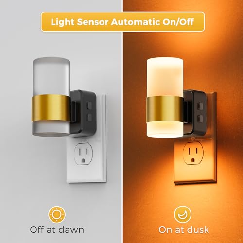Image of L LOHAS LED Night Lights Plug into Wall,[2-PACK] Acrylic Plug in Night Light with Dusk to Dawn Sensor,3CCT 1600K /2700K /5000K,Brightness Adjustable,180Rotating Nightlight for Adults Bathroom Bedroom