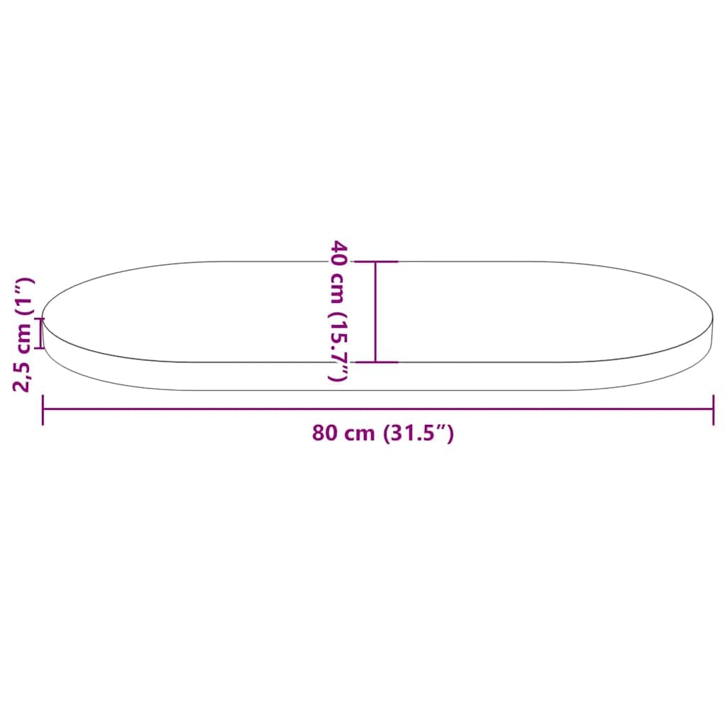 Générique Tischplatte, weiß, oval, 80 x 40 x 2,5 cm, aus massivem Kiefernholz, Ersatzplatte, bemalt, für Bass, Bar, Konsole oder Büro