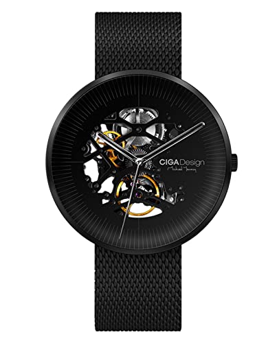 CIGA Design Reloj automático para Hombre – My Serie Reloj de Pulsera, Estética esquelética Correa de Acero Inoxidable y Piel con Espejo de Cristal de Zafiro Regalos para Hombres y Mujer
