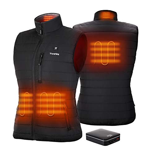 TIDEWE Women’s Lightweight Heated Vest with Battery Pack (Black, Size S)