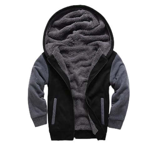 ZITY Boys Zip Up Hoodie Fleece Jacket Kids Sherpa Lined Sweatshirts Outerwear Unisex Warm Winter Coat 6-15 Years Old - Main Image