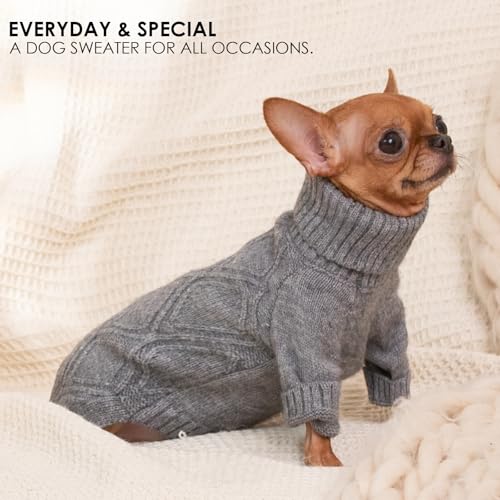 DENTRUN Hundepullover, Fleece Sweater für Hunde, Winter Warmer für Kleine Hunde, Rollkragen Strickpullover