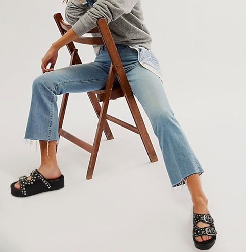 Image of Raffia Sandals for Women Platform Slide Sandals Espadrille Adjustable Double Buckle Summer Comfortable Cute Woven Casual Beach Shoes