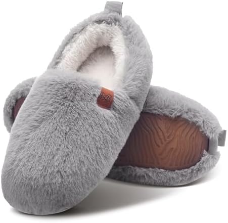 Fuzzy Home Slippers Womens Faux Wool House Shoes Memory Foam Ligh...