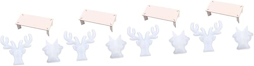 NOLITOY 4 Sets Epoxy Mold Jewelry Stand Resin Candle Molds Silicone Antler Resin Molds Silicone Epoxy Resin Craft Antler Head Resin Christmas Resin