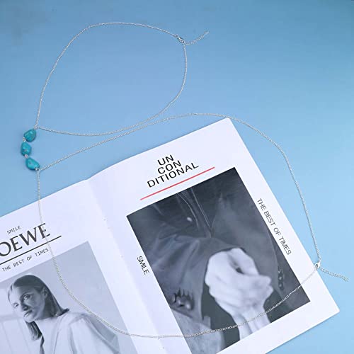 Iaceble Bohemia Turquoise Body Chain Crossover Bikini Chain Waist Chain Silver Cross Belly Chain Necklace Beach Beaded Bra Chain Waist Chain Jewelry For Women And Girls #TOP1