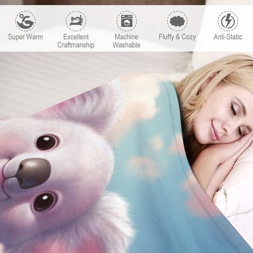 Couverture moelleuse lit plaid polaire chaud koala léger