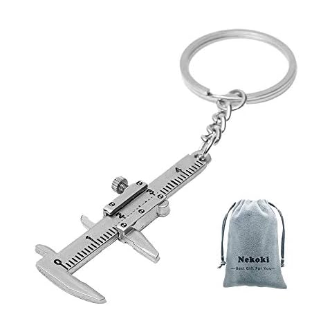 Nekoki Mini Key Chain Tool Movable Vernier Caliper Ruler Sliding Key Holder Rings Keychain Tools Cool Keychain Gift Ideas for Men Women Cover