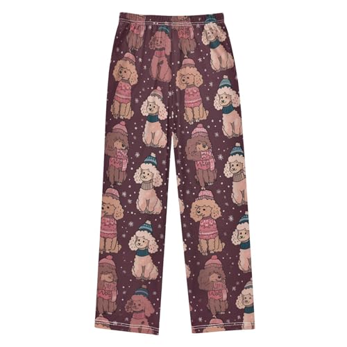 ZZXXB Poodles Print Boys Long Pants Soft Trousers Elastic Waist Kids Lounge Bottoms with Pockets S-XL2