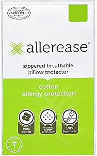 AllerEase 100% Cotton Allergy Protection Pillow Protectors – Hypoallergenic, Zippered, Allergist Recommended, Prevent