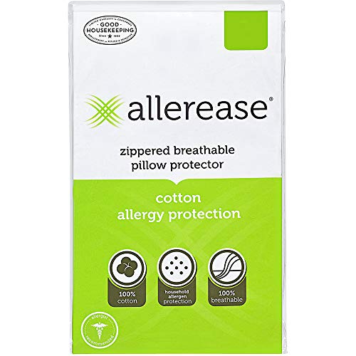 AllerEase 100% Cotton Allergy Protection Pillow Protectors – Hypoallergenic, Zippered, Allergist Recommended, Prevent