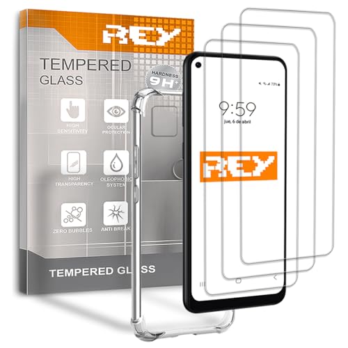 REY 3X Protector de Pantalla y Funda Anti-Shock para Google Pixel 4a 5G, Cristal Vidrio Templado y Silicona TPU de Alta Resistencia