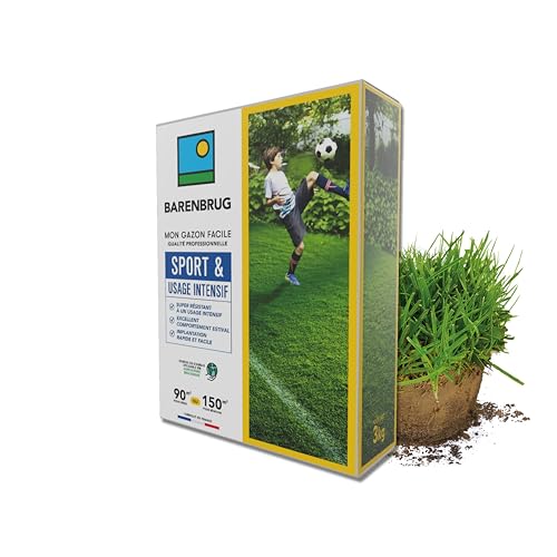 BARENBRUG - Gazon Sport & Usage intensif - Super Résistant - Excellent Comportement Estival - Implantation Rapide et Facile - Engrais Compatible Agriculture Biologique - Fabriqué en France - 3KG