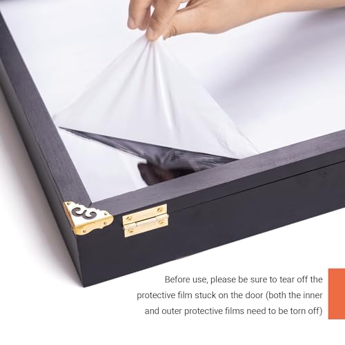 Image of Giant Model Car Display Case with Wall Mounts,Display up to 50 Cars ,Model Hot Toy Cars Storage Organizer,15.7*2.75*16.7 Inches,UV Protection Acrylic Glass Door,Gold Lock,Black