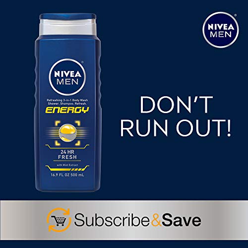Nivea Men Energy 3-In-1 Body Wash - Shower, Shampoo And Refresh With Invigorating Mint Extract - 16.9 Fl. Oz. Bottle #TOP5