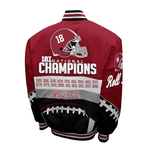 NCAA Alabama Crimson Tide 18X Champions Adult Twill Bomber Varsity Jacket Mens Football Campus Jackets2