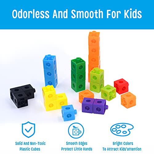 SpriteGru Math Linking Cubes, Math Cubes Manipulatives with Activity Cards Linking Cube Math Counters for Kids Kindergarten Learning Activities