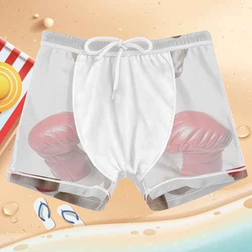 Boys Swim Trunks Quick Dry Bathing Suit Animal Boxing Gloves Toddler Swim Shorts Swimwear 3t4