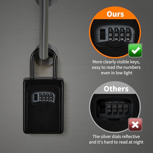 Wall Mounted, Portable Lock Box for House, 5 Key Capacity, Weatherproof Resettable Code House Key Safe Security Lock Box for Outside Realtors Garage Spare (2 Pack, Black) - Image 2