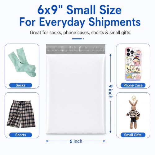 Image of Metronic Poly Mailers 6x9 inch 1000Pcs White Small Shipping Bags for Business