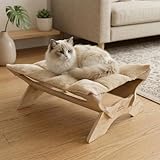 JSPYFITS Elevated Cat Bed Hammock, Raised Orthopedic Dog Bed with Dual-Sided Plush & Linen Cushion, Modern Cat...