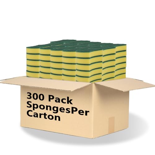 Image of 300 Pack Kitchen Cleaning Sponges, Eco Non-Scratch for Dish,Scrub Sponges.