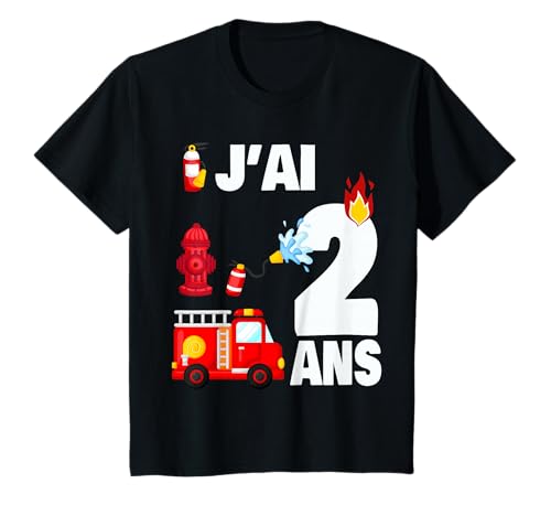 Anniversaire 2 Ans Pompier Brigade Sapeurs Cadeau Enfant 2 T-Shirt
