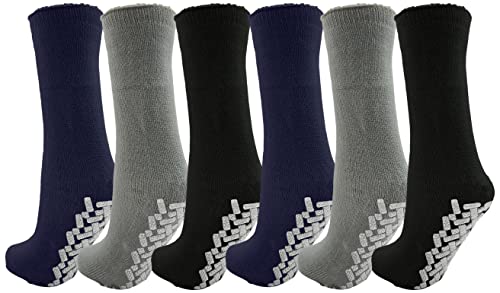 Anti-Slip Slipper Socks, 6-12 Pairs, Gripper Bottom Unisex Men Women Indoor House Non-Skid Hospital Sock Bulk #TOP22