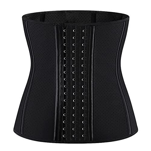 Entrenador de cintura para mujer, moldeador de cuerpo largo, corsé de látex deportivo, Negro, X-Large